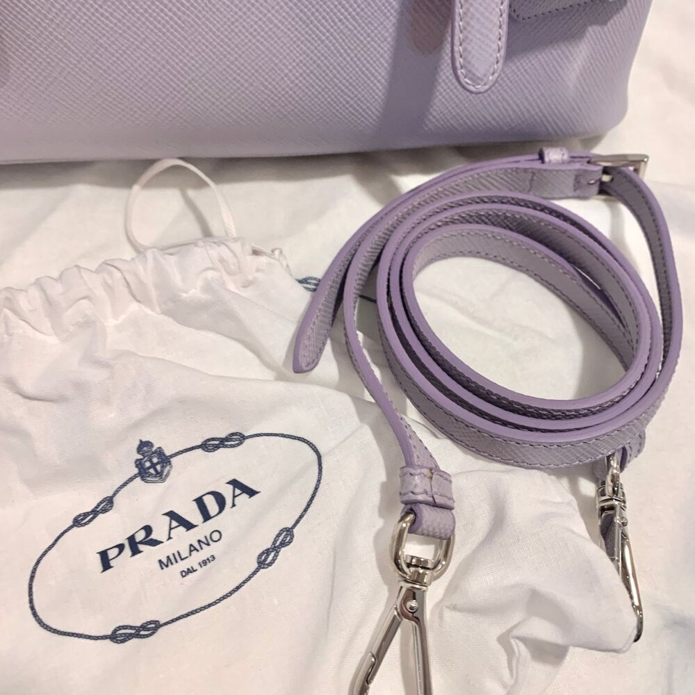 BRAND NEW Prada Saffiano Cuir Lavender Glicine Bag Purse - Picture 8 of 11